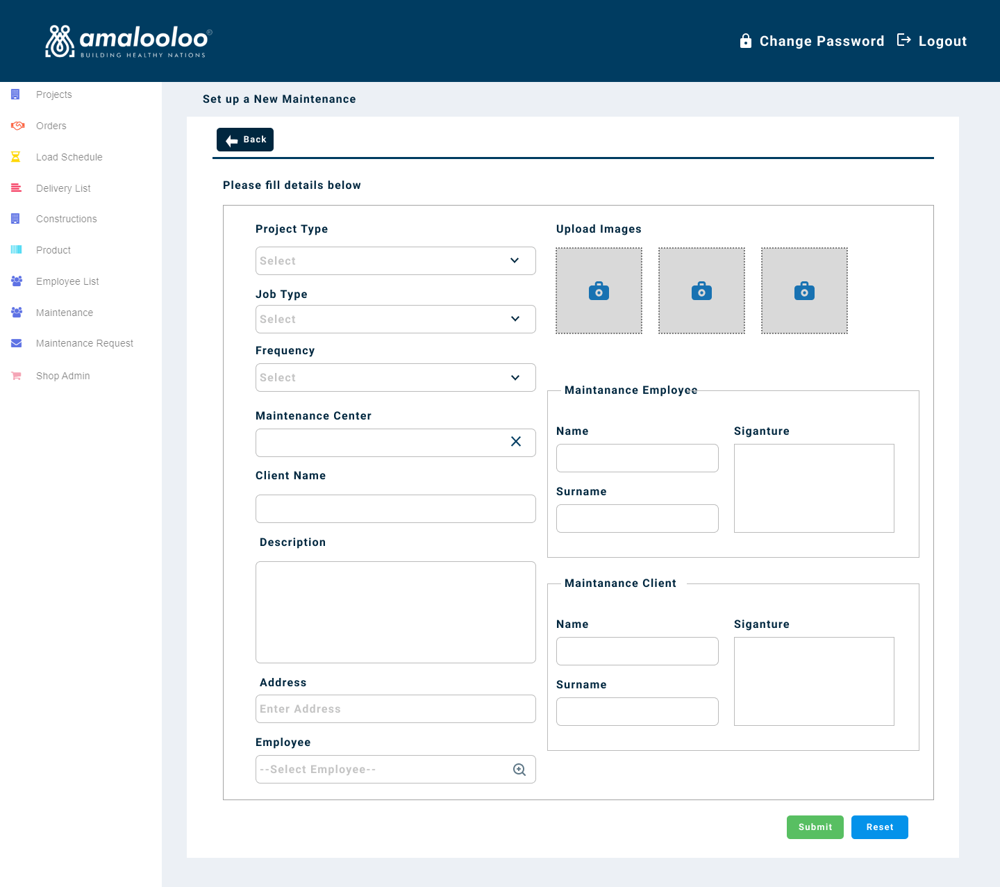 Amalooloo interface screen 1