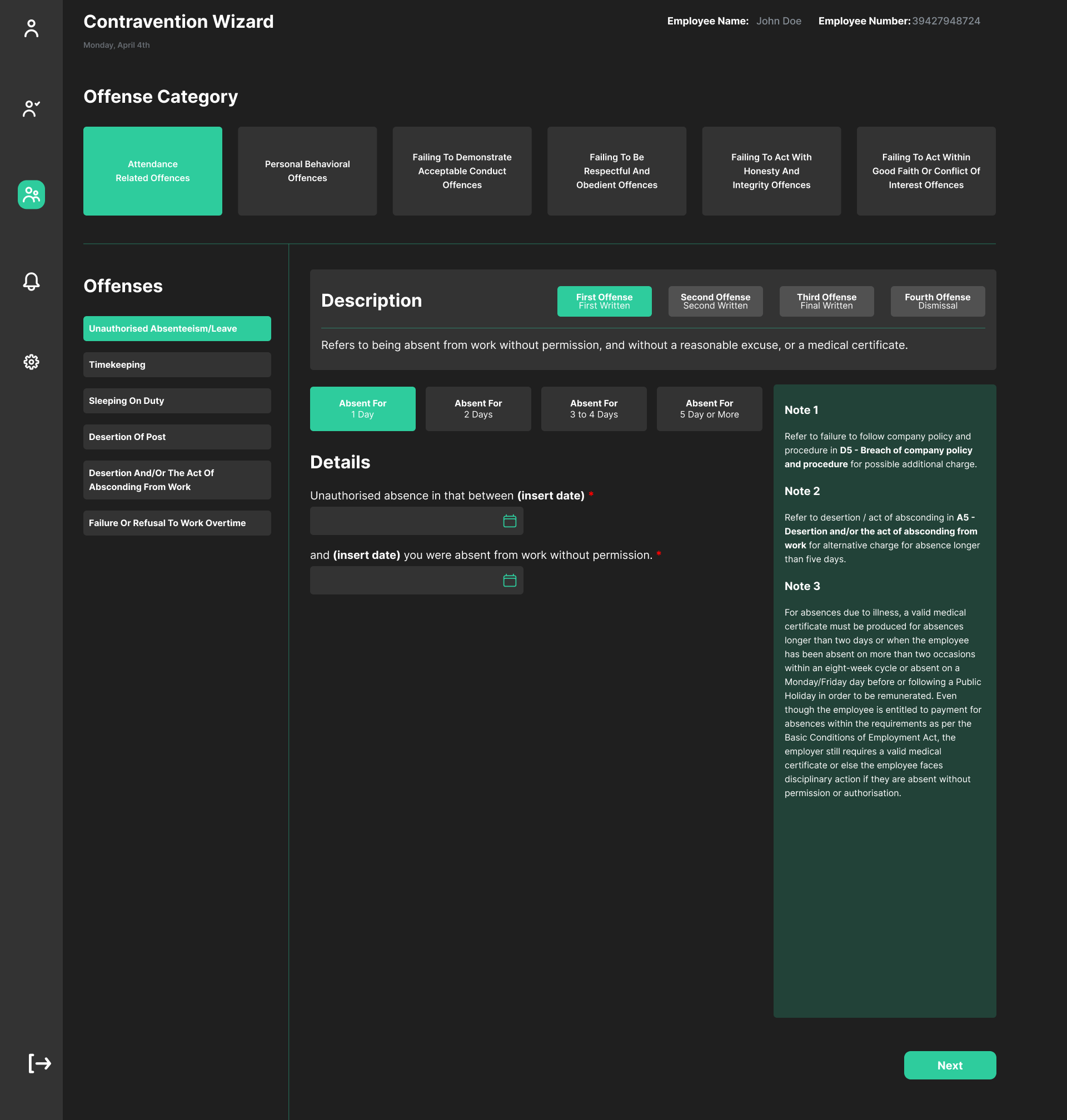 Discipline Digital interface screen 3