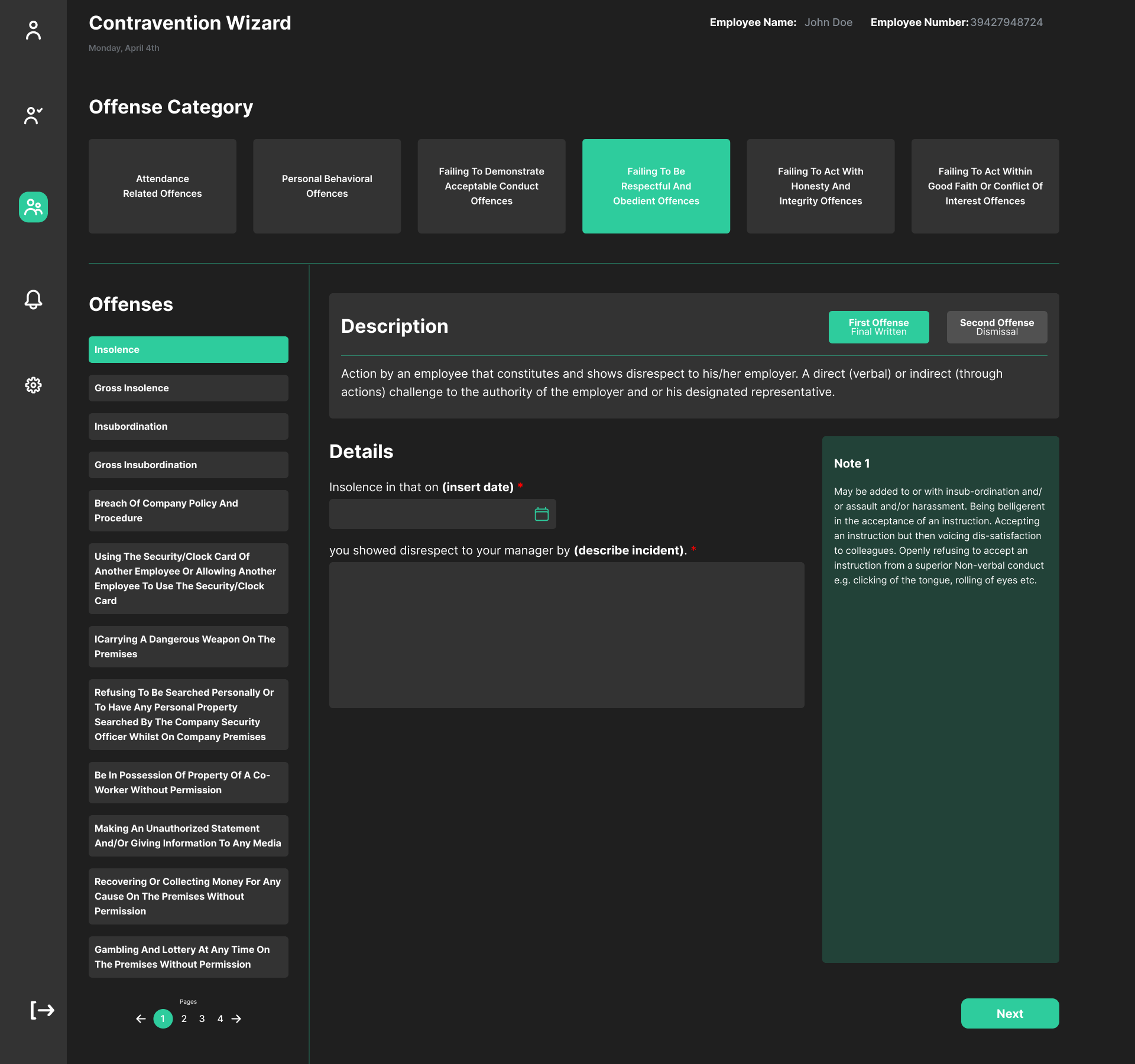 Discipline Digital interface screen 4